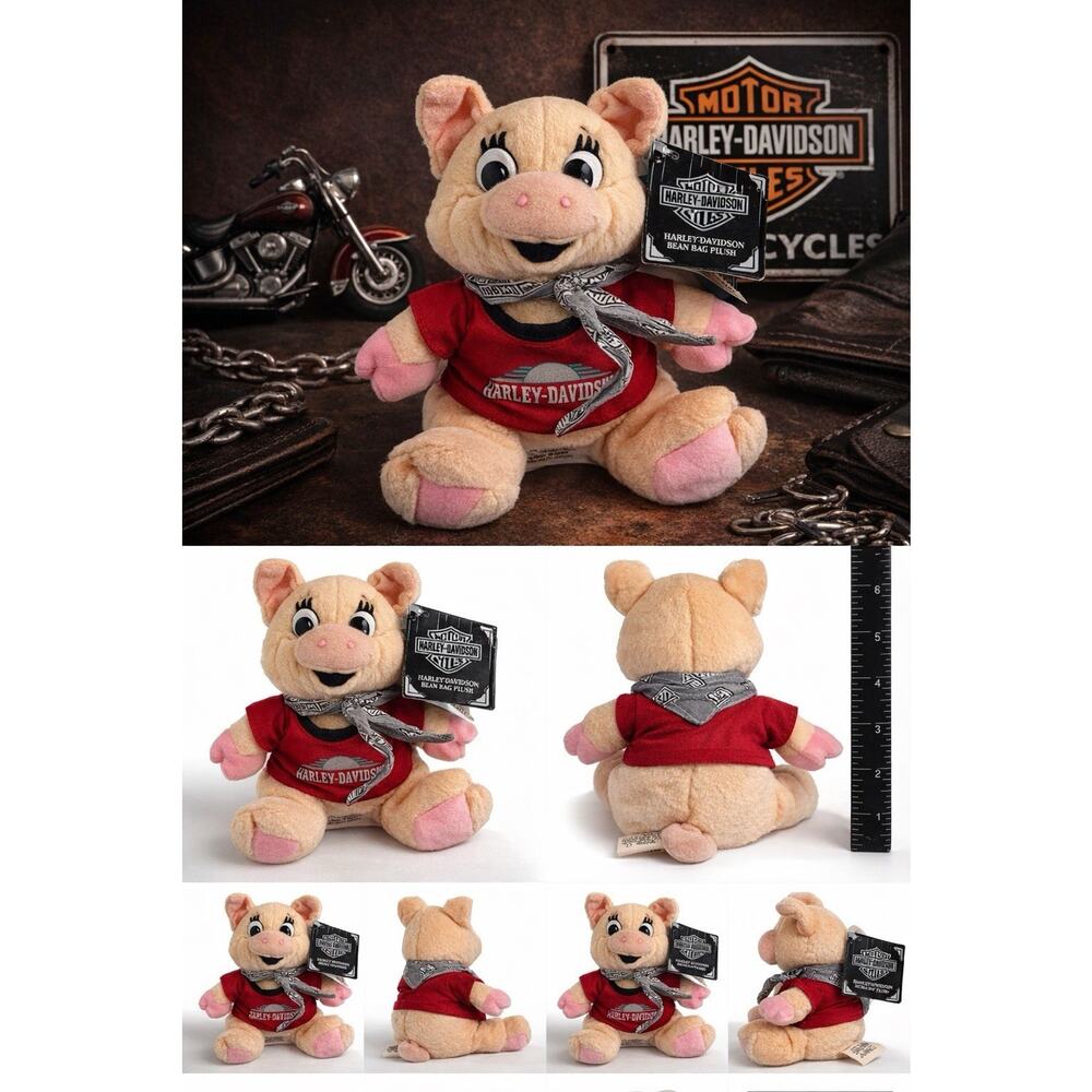 Harley Davidson Pig Plush Bean Bag 1997 HOG Stuffed Animal w/ Tag